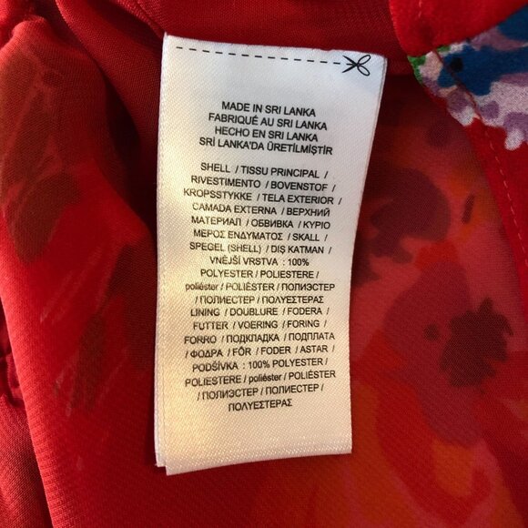 Lauren Ralph Lauren Floral Ruffle-Trim Georgette Blouse V Neck Red XXS - Picture 4 of 4